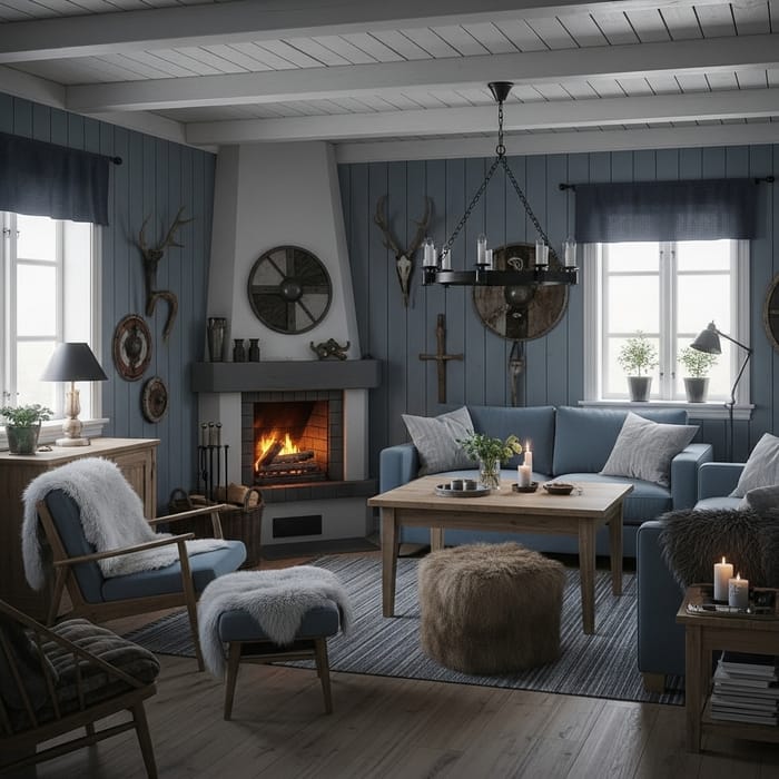 Inviting Viking-Scandinavian Common Room Design