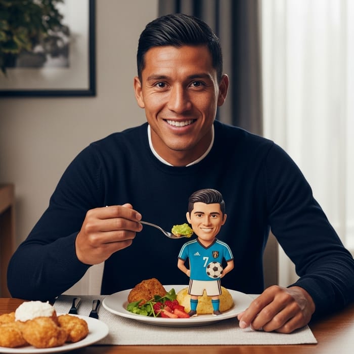 Neymar Enjoying Meal: Footballer Eating his Lookalike Neymar Enjoying Meal: Footballer Eating his Lookalike