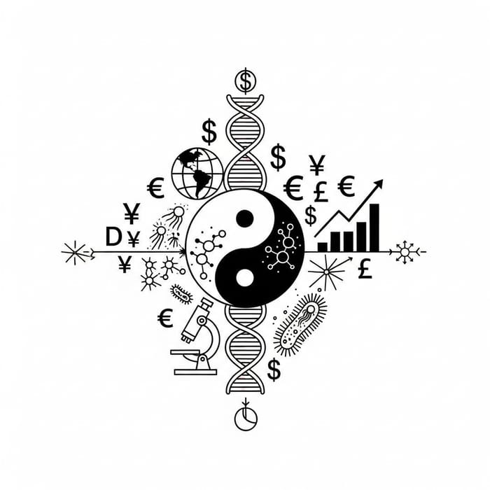 Simplistic Yin Yang Tattoo Design with Biology and Business