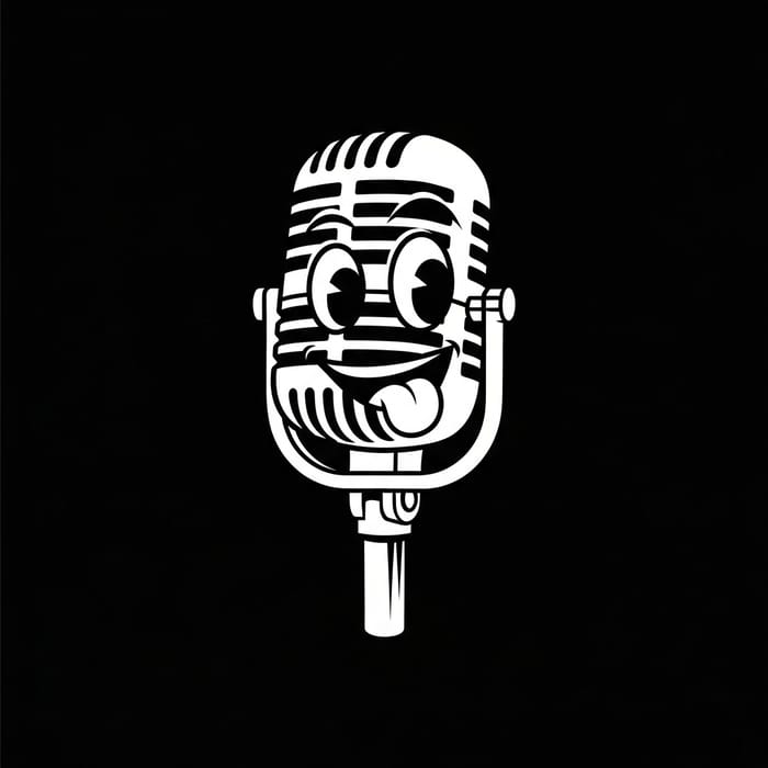 Vintage Microphone Logo with Character Features