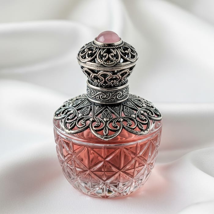 Elegant Crystal Perfume Bottle in Rose Color Elegant Crystal Perfume Bottle in Rose Color