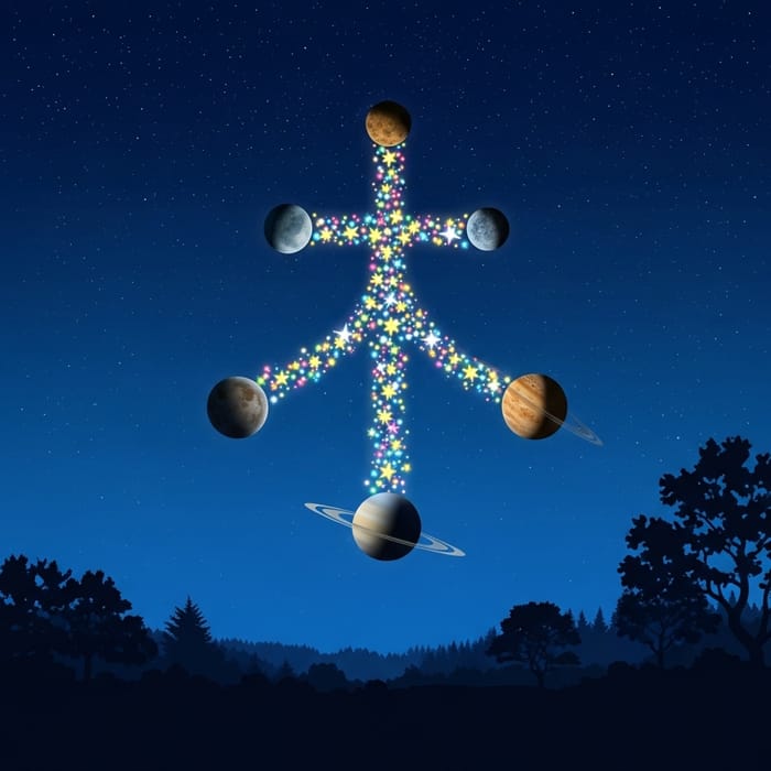 Celestial Alignment: Religious Symbol in Night Sky Celestial Alignment: Religious Symbol in Night Sky