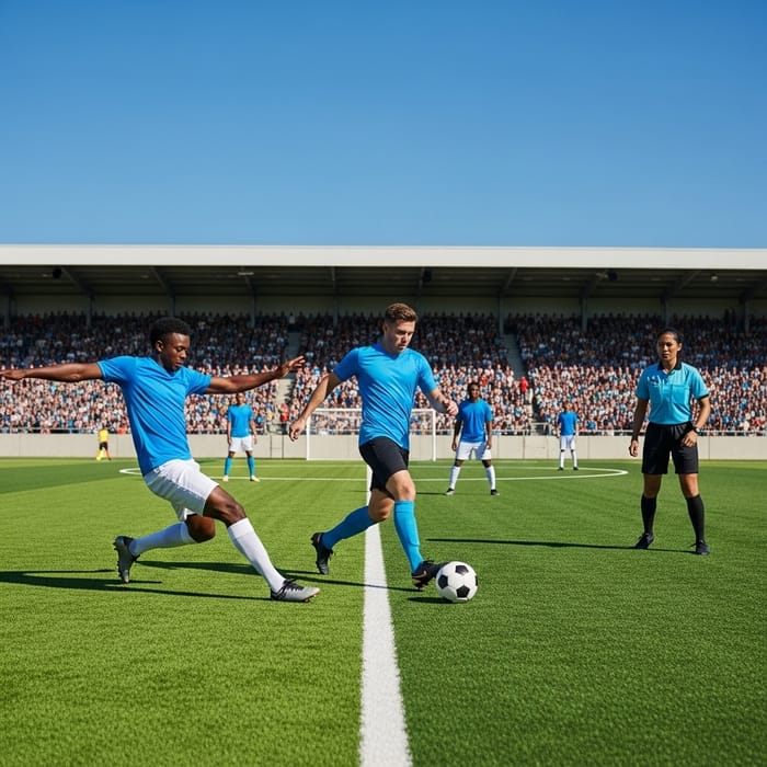 Exciting Football Match with Passionate Fans