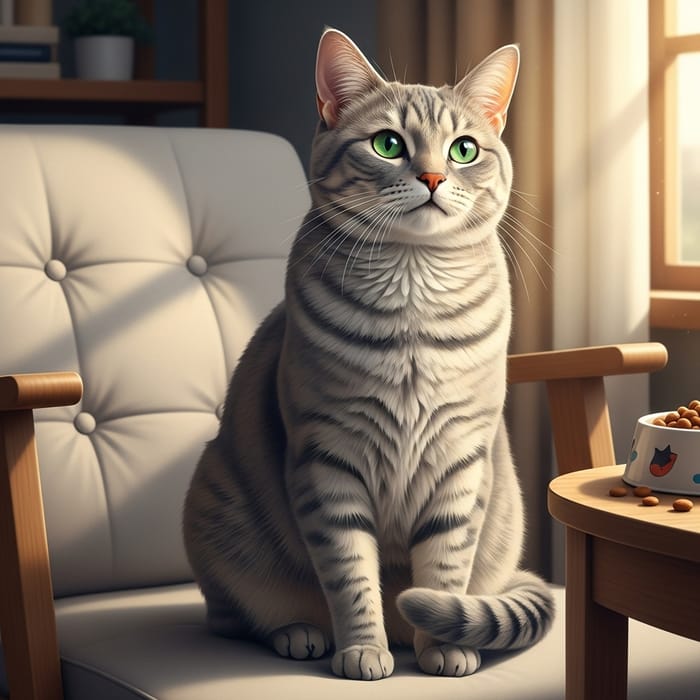 Beautiful Domestic Cat with Stunning Green Eyes