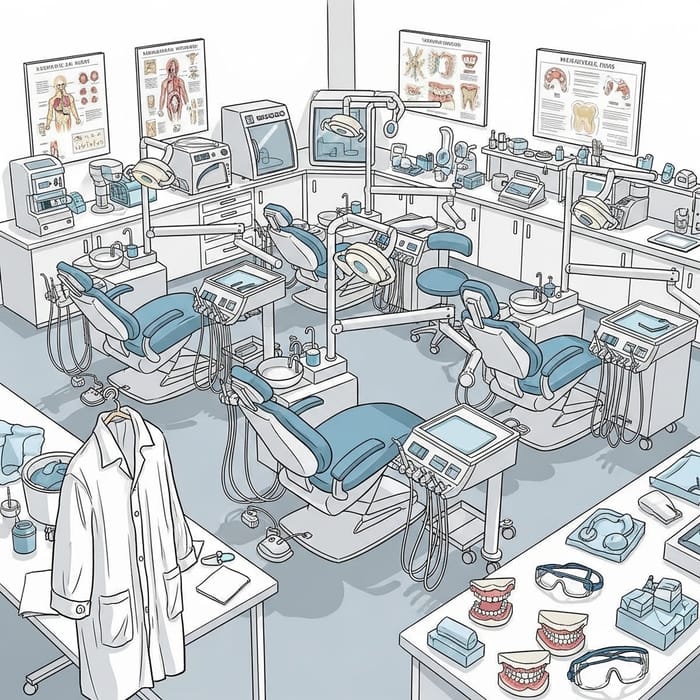Dental Laboratory Equipment Sketch: Chairs, Tools & Hygiene Posters Dental Laboratory Equipment Sketch: Chairs, Tools & Hygiene Posters