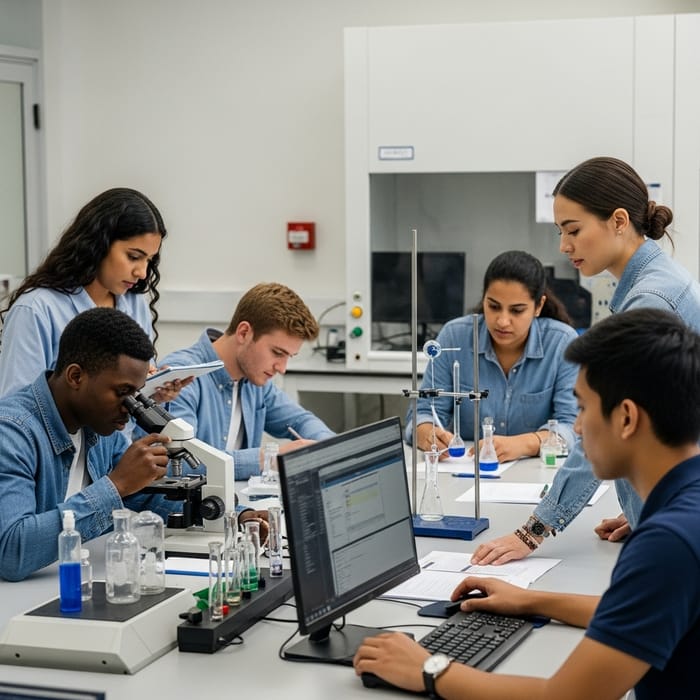 Diverse Students in Tech Lab Experiments - Captured in High-Speed