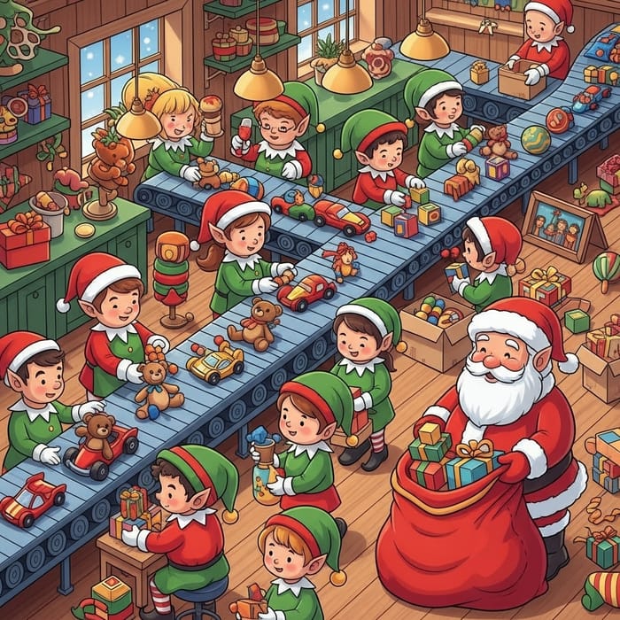Santa Claus Factory Conveyor Belt | Christmas Toy Workshop Santa Claus Factory Conveyor Belt | Christmas Toy Workshop