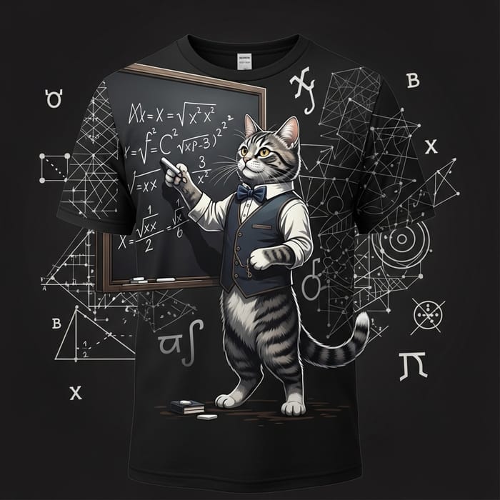 Elegant Math Cat T-Shirt Design Elegant Math Cat T-Shirt Design