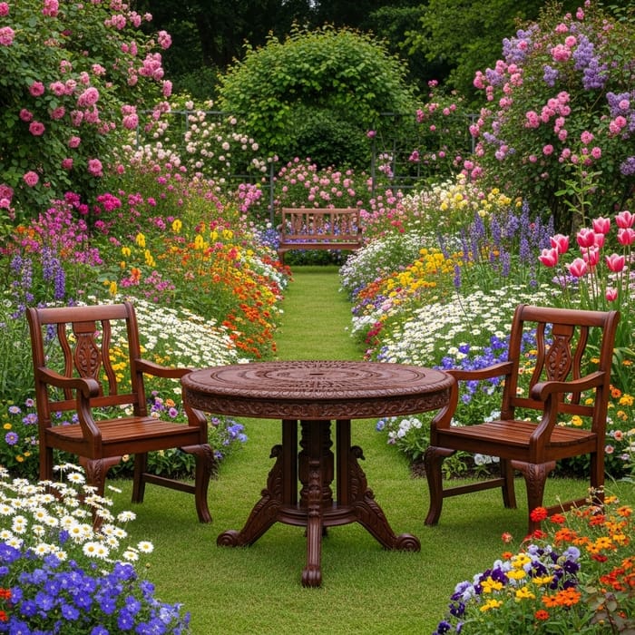 Beautiful Garden Blooms & Cozy Table Setting Beautiful Garden Blooms & Cozy Table Setting