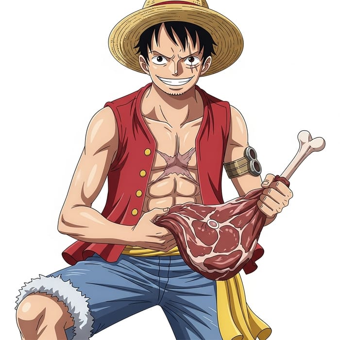 Humanized Luffy in Spirited Attire