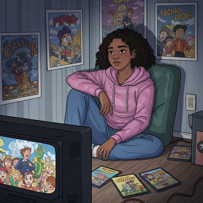 Illustration of Diverse Young Girl in Anime Room Setting Illustration of Diverse Young Girl in Anime Room Setting