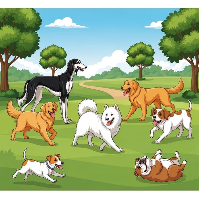 Serene Park Scene: 5 Dog Breeds Including Saluki Serene Park Scene: 5 Dog Breeds Including Saluki