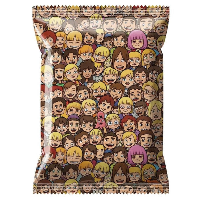 Colorful Snack Pack with Small Crazy Animated Faces