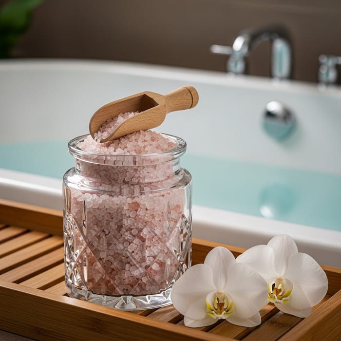 Dead Sea Bath Salts in Elegant Glass Jar