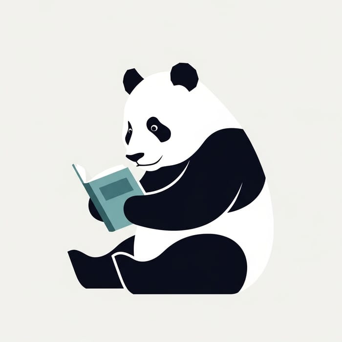 Panda Reading Icon - Cute Bear with Book