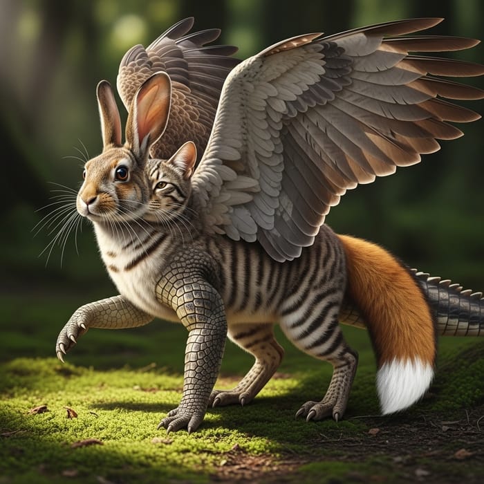 Rabbit-Headed Cat with Crocodile Limbs & Hawk Wings Rabbit-Headed Cat with Crocodile Limbs & Hawk Wings
