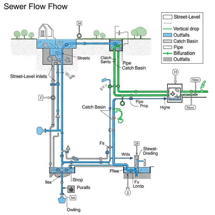 Detailed Sewer Flow Charts for Sewage Treatment