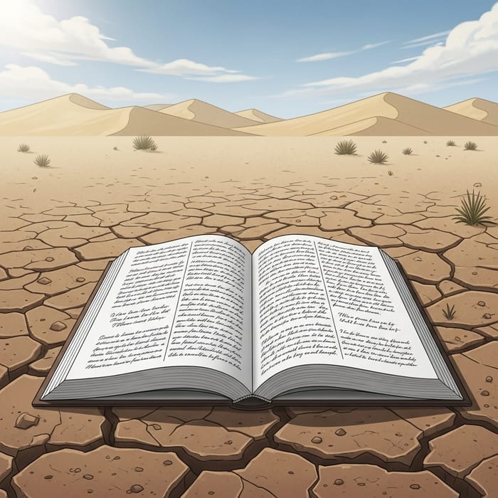 Open Book in Desert: Stunning Illustration Open Book in Desert: Stunning Illustration
