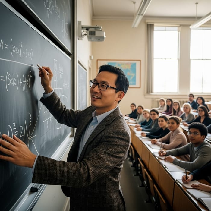 Beloved Asian University Professor Teaching Diverse Classroom Beloved Asian University Professor Teaching Diverse Classroom