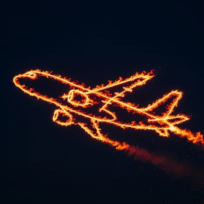 Fire Plane - Fiery Aircraft Sculpted from Flames