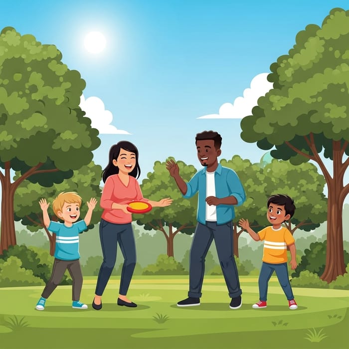 Multicultural Family at the Park | Happy Family Scene Multicultural Family at the Park | Happy Family Scene