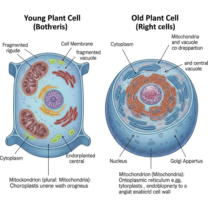 Plant Eukaryotic Cell: Young vs Old Anatomy Plant Eukaryotic Cell: Young vs Old Anatomy