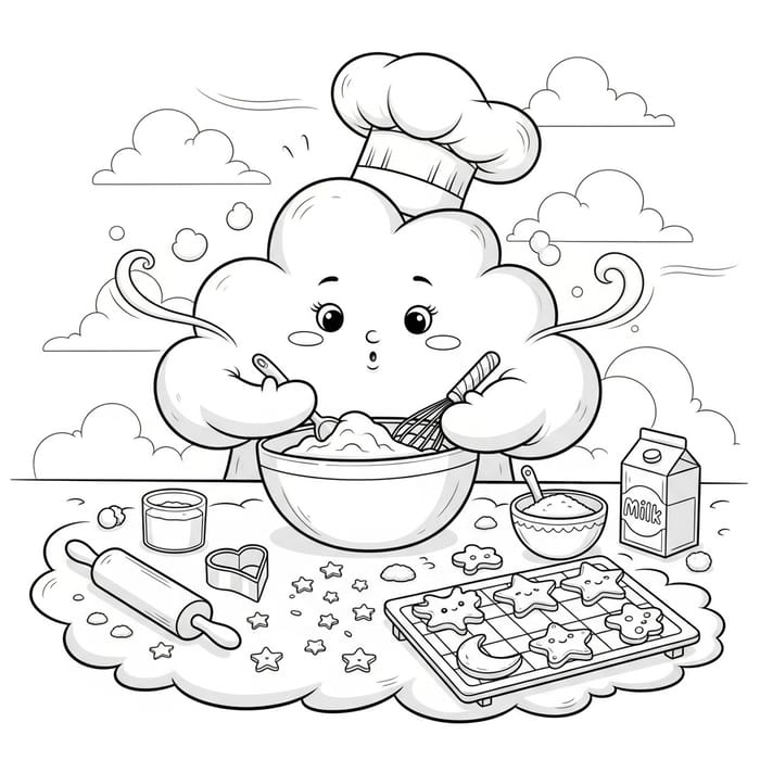 Enchanting Cloud Baking | Digital Coloring Page for Kids Enchanting Cloud Baking | Digital Coloring Page for Kids