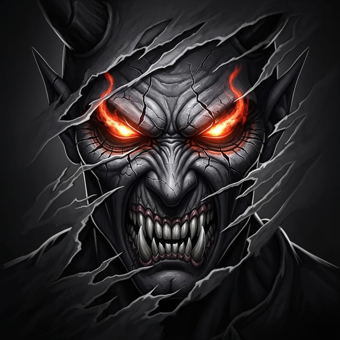 Rugged Demon Face - Fearsome and Potent Rugged Demon Face - Fearsome and Potent