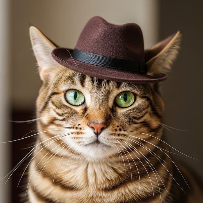 Vivid Image: Cat in Hat with Proportional Headwear Vivid Image: Cat in Hat with Proportional Headwear