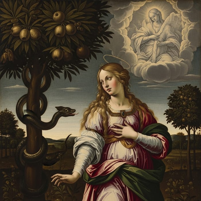 Eve and the Tempting Serpent with Immaculate Conception Eve and the Tempting Serpent with Immaculate Conception