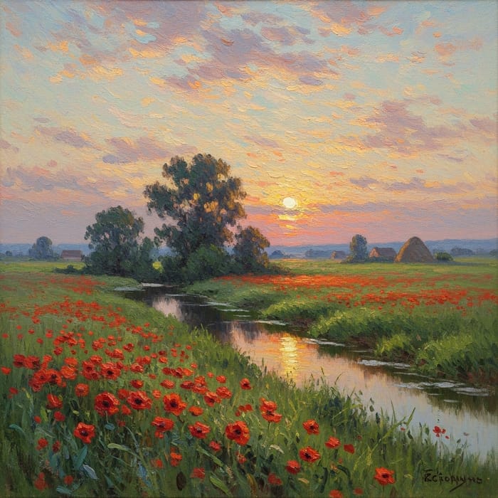 Peaceful Impressionist Landscape Inspired by Claude Monet