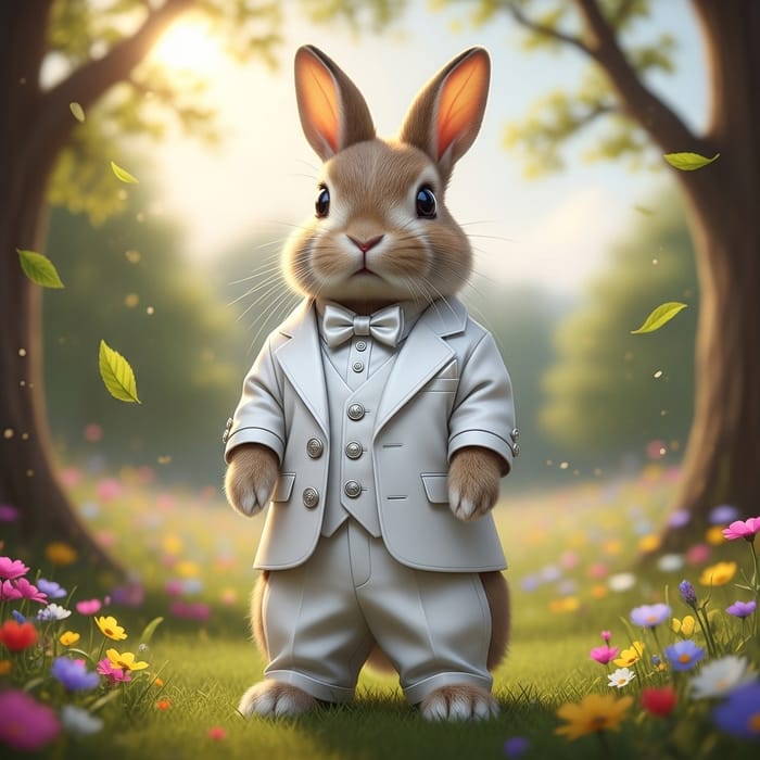 Elegant White Suit Rabbit | Exquisite Bunny Fashion Elegant White Suit Rabbit | Exquisite Bunny Fashion