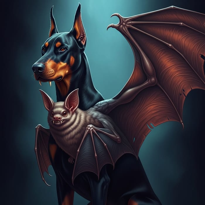 Doberman Bat Hybrid: Dark Fantasy Art Doberman Bat Hybrid: Dark Fantasy Art