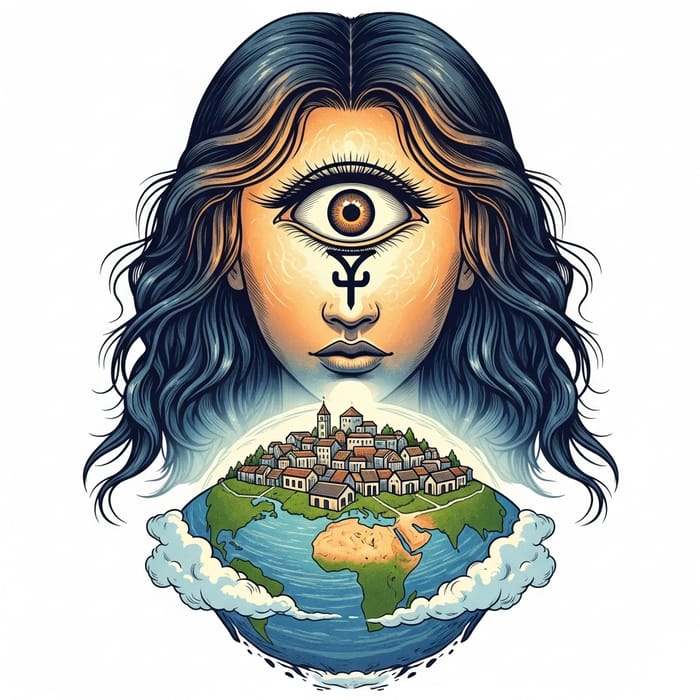 Divine Presence Overseeing Town with Thermonuclear Eye
