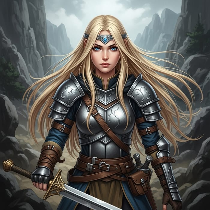 Stunning Female Warrior with Striking Blue Eyes Stunning Female Warrior with Striking Blue Eyes
