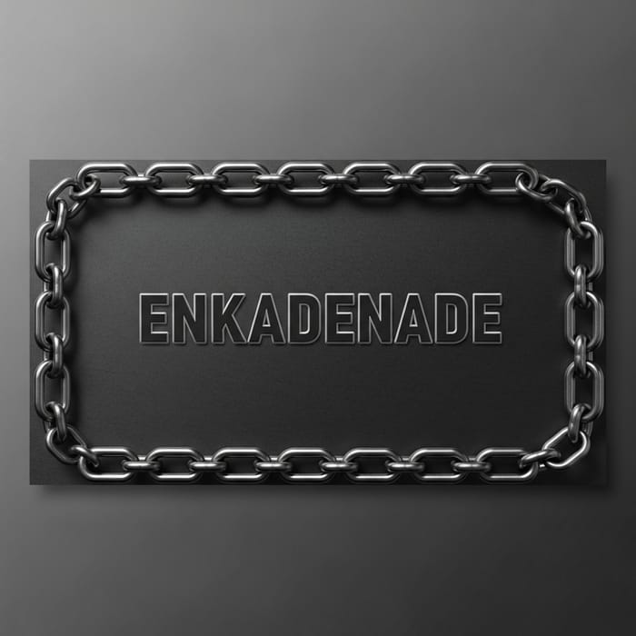 Chains Business Card Design with Bold ENKADENADE Center Text Chains Business Card Design with Bold ENKADENADE Center Text