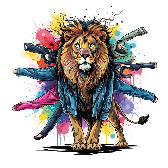 Sultry Lion Fashion: Aesthetic Neo-Expressionist Masterpiece