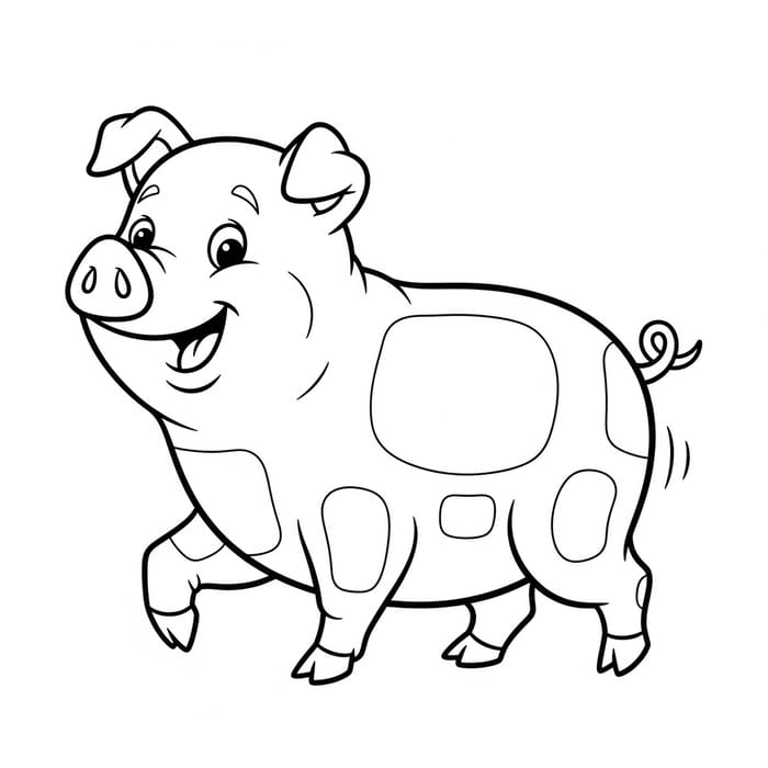 Playful Pig Coloring Page - Classic Children's Book Style Playful Pig Coloring Page - Classic Children's Book Style
