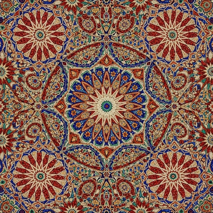 Abstract Mosaic Art: Colorful Patterns in Red, Blue, Green & Yellow