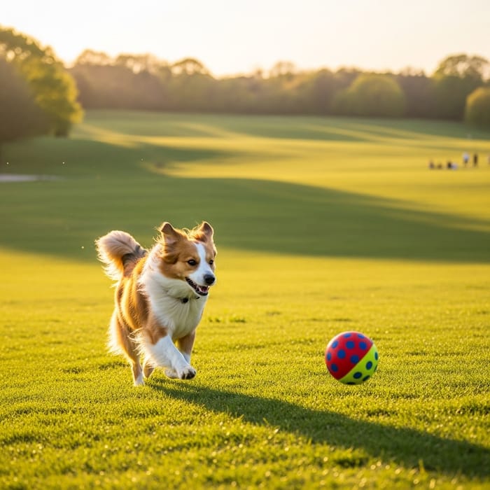Playful Dog in Green Park - Sunset Energy