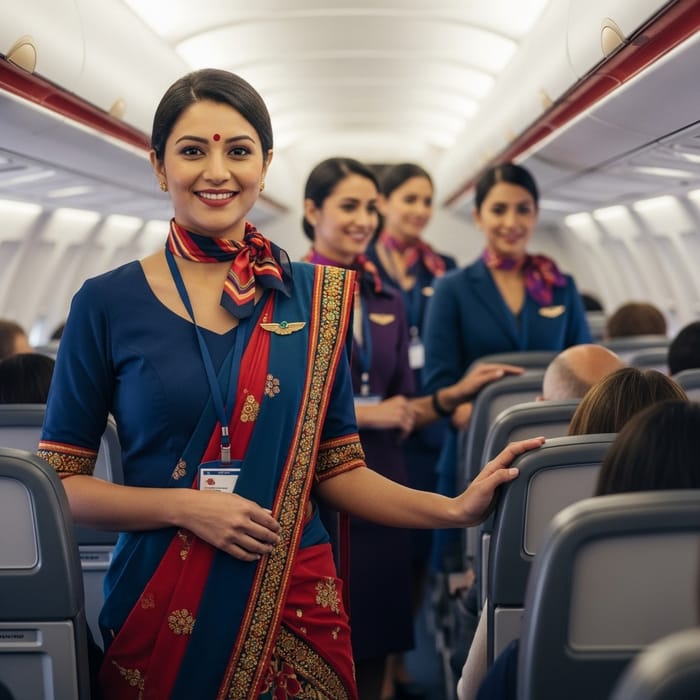 Indian Culture Flight Attendant in Traditional Attire Indian Culture Flight Attendant in Traditional Attire