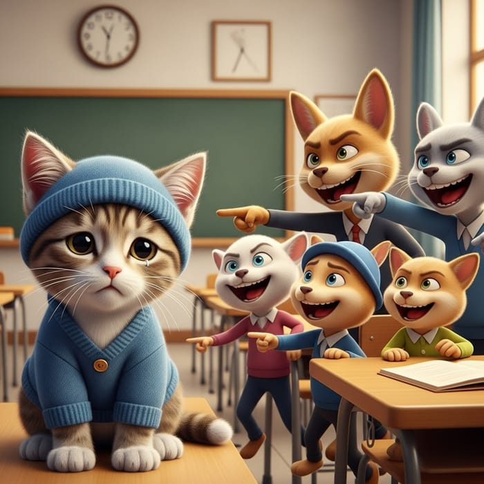 Heart-Wrenching Cat Bullying Incident | Animated School Scene