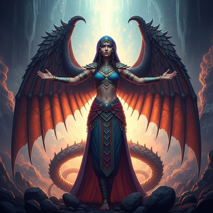 Fierce Dragon Girl: Striking Pose & Dramatic Lighting in Fantasy Art