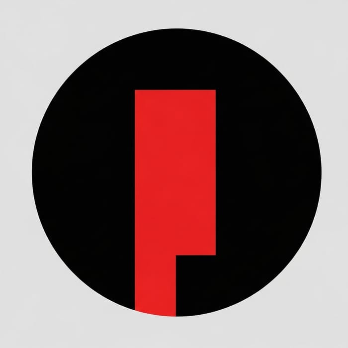 Circle with Rectangle: Bold Black and Red Design