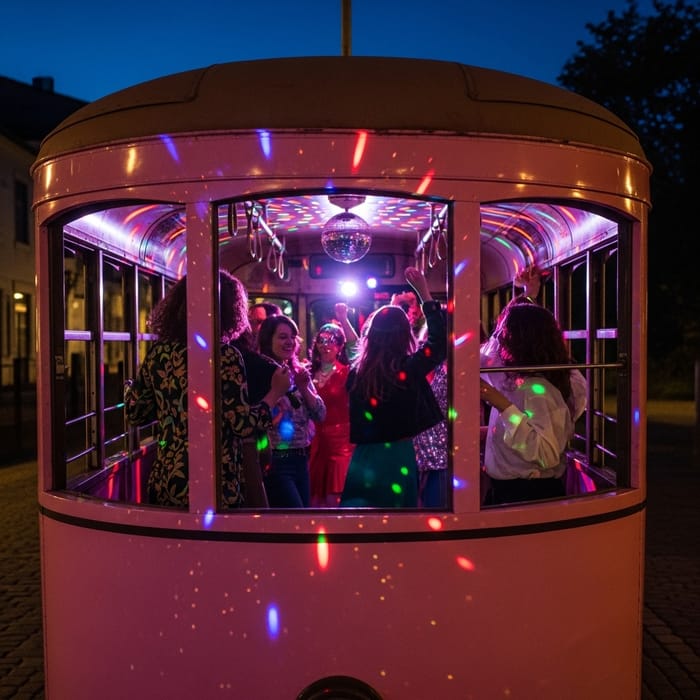 Retro Disco Vibes in Pink Streetcar