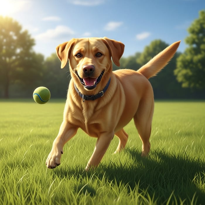 Adorable Dog frolicking in Sunlit Meadow