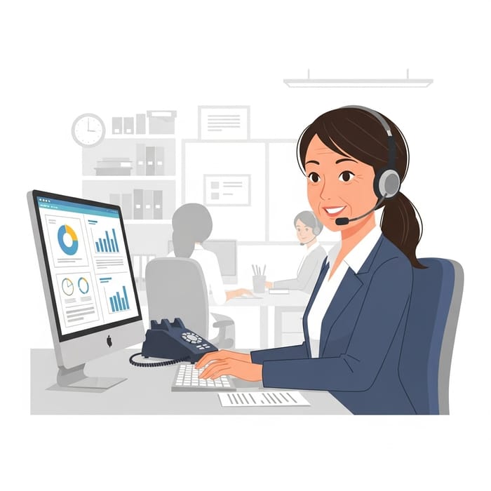 Asian Woman Call Center Employee