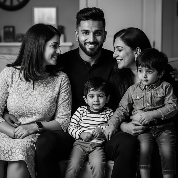 Professional Athlete Sunil Chhetri with Family: Dramatic Portrait in Black-and-White Professional Athlete Sunil Chhetri with Family: Dramatic Portrait in Black-and-White