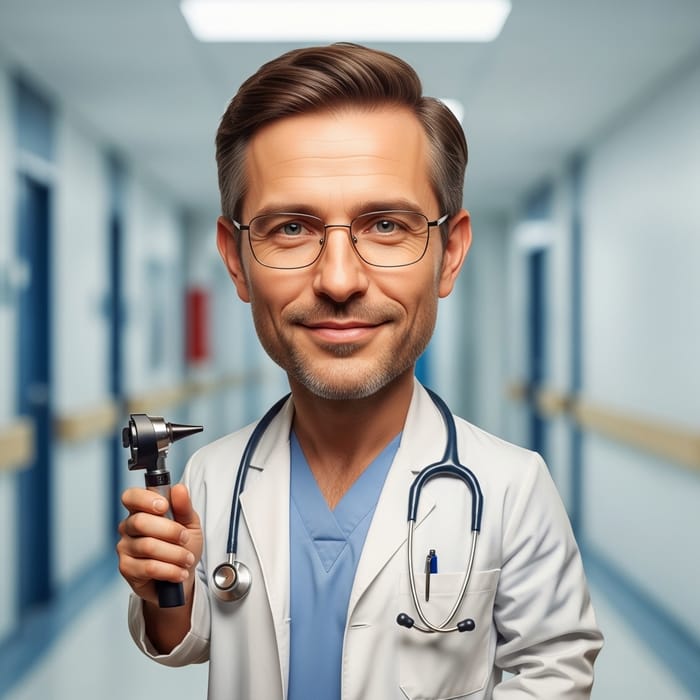 Professional Caucasian Male Doctor in Glasses with Diagnostics Tools Professional Caucasian Male Doctor in Glasses with Diagnostics Tools