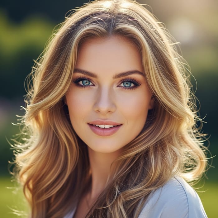 Beautiful Blonde Woman with Blue Eyes